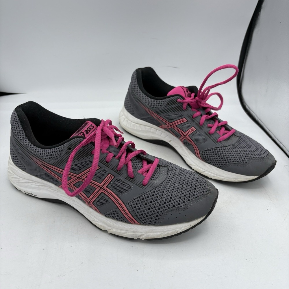 Asics Shoes Womens Size 10 Gel Contend 5 Dark Grey Pink Lace Up Run Walk Sneaker